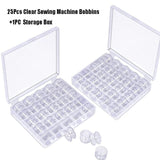 25Pcs Sewing Machine Bobbins Spools Clear Plastic Storage Box DIY Embroidery