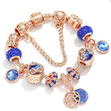 Snowman Charm Bracelet Red Crystal Beads Christmas Jewelry
