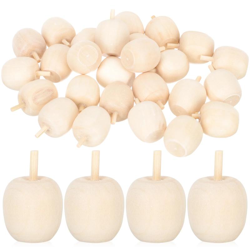 30 Pcs Unpainted Wooden Fruit Craft Ornaments for Kids DIY Toy