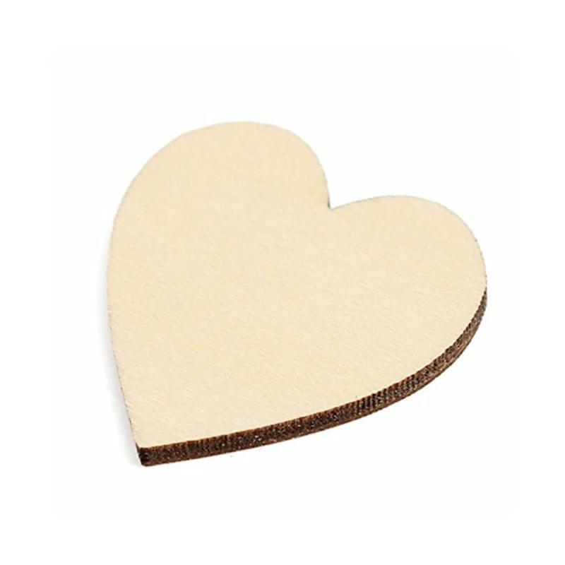 BESTOYARD 60mm Wooden Heart Crafts Wedding Decoration DIY Accessories