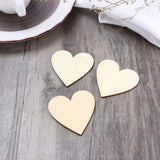BESTOYARD 60mm Wooden Heart Crafts Wedding Decoration DIY Accessories