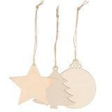 30 Pcs Christmas Wood Pendant Wooden Craft Xmas Tree Ornament Boxwood Decor