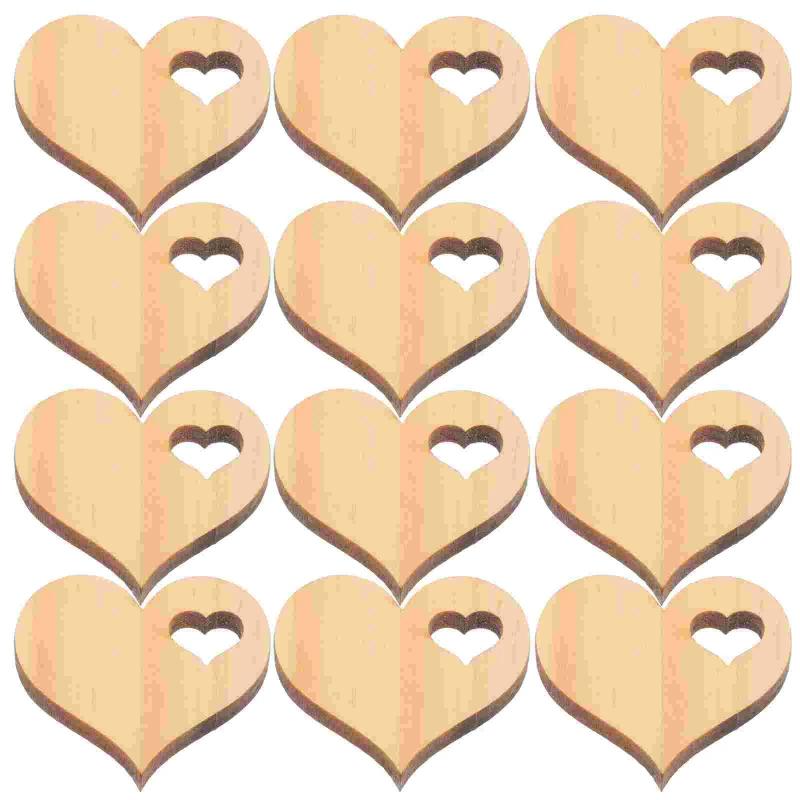 50 Pcs Love Wood Chips Crafts DIY Unfinished Wooden Heart Supplies