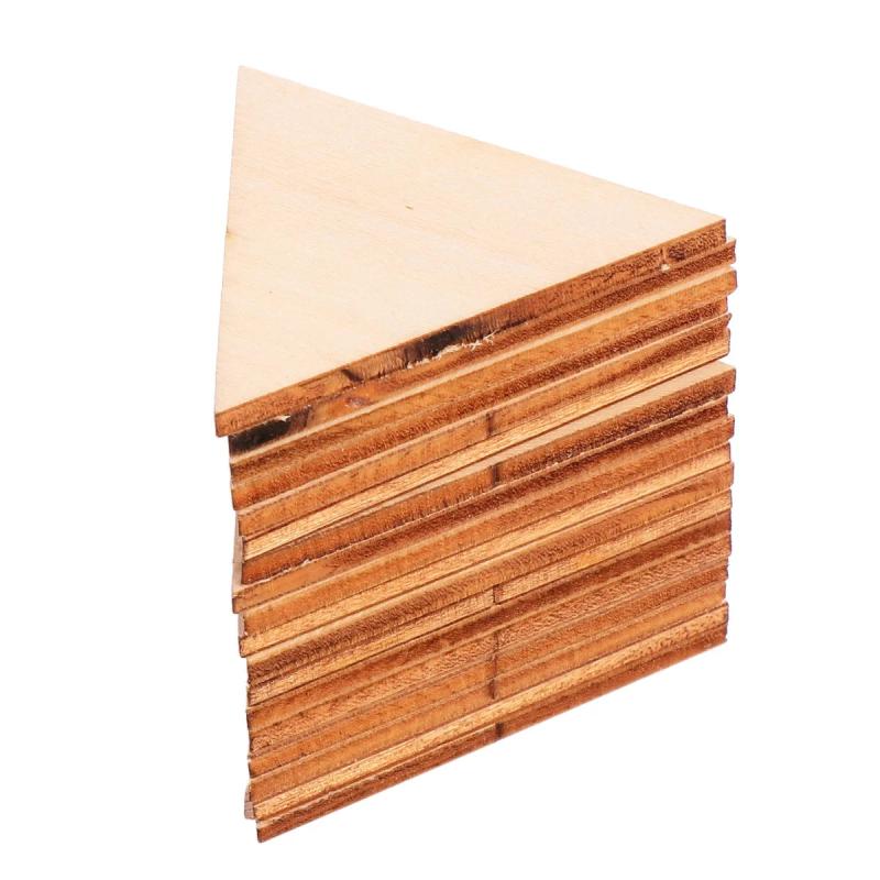 60 Pcs Triangular Wood Chips Wooden DIY Crafts Triangle Slices
