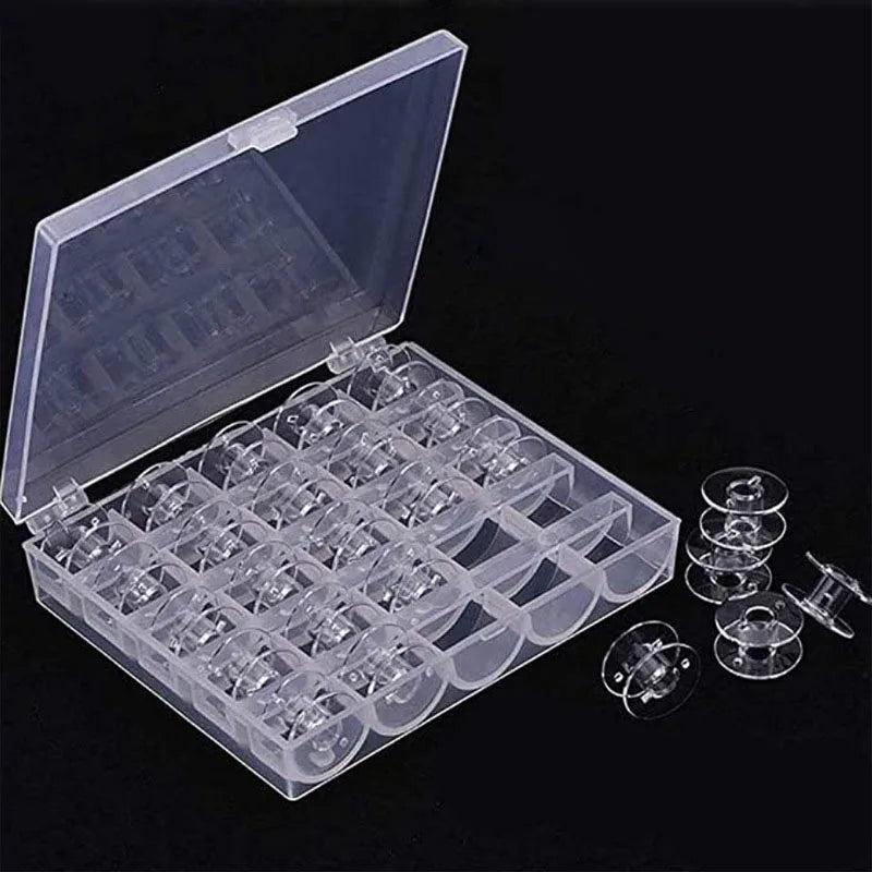 25PCS Bobbins Set with Transparent Storage Box for Sewing Thread