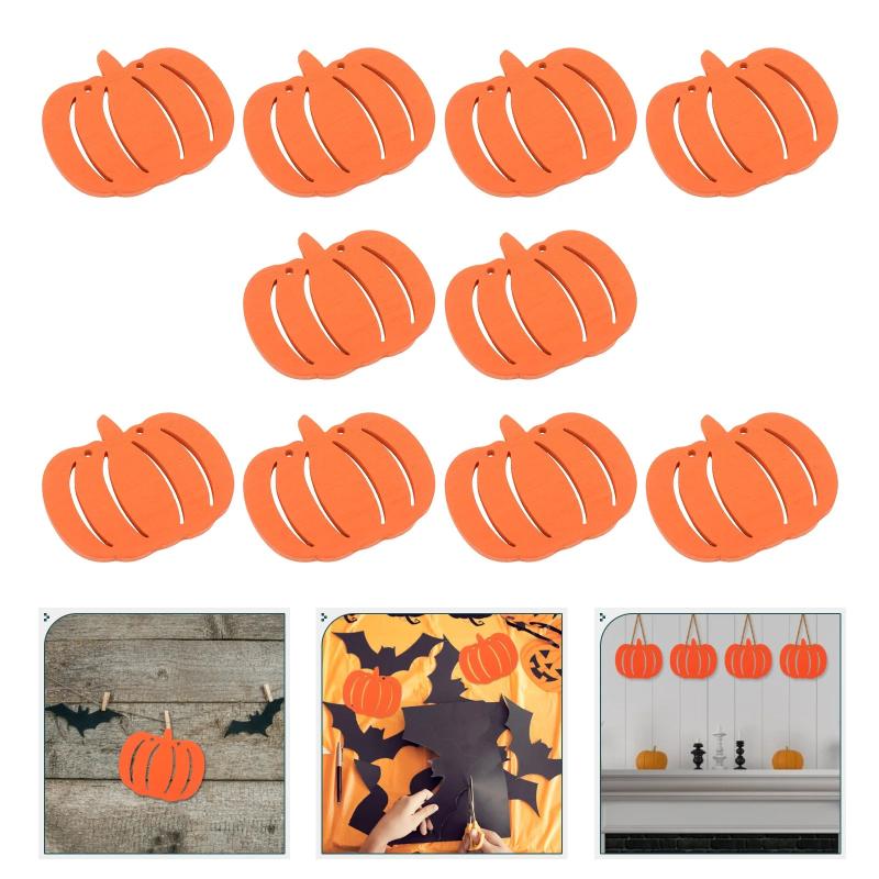 10 Pcs Halloween Wood Chips Decorations DIY Accessories Wooden Blank Slices