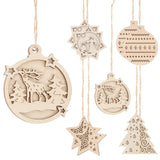 10pcs Unfinished Wood Christmas Cutouts Xmas Decor DIY Accessories