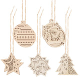 10pcs Unfinished Wood Christmas Cutouts Xmas Decor DIY Accessories