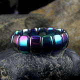 Retro Classic Men's Rainbow Bangle Bracelet Natural Stone Jewelry