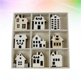 45pcs Wooden House Shaped Embellishments for DIY Wood Crafts