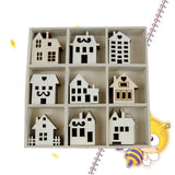 45pcs Wooden House Shaped Embellishments for DIY Wood Crafts