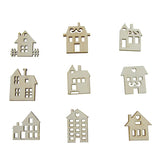 45pcs Wooden House Shaped Embellishments for DIY Wood Crafts