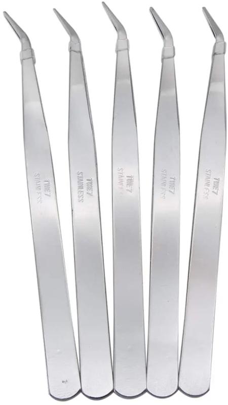 5PCS 5 Tweezers Stainless Steel 6 Long