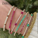 Green Zircon Cuff Bangles Bracelet Women Oval CZ Party Jewelry