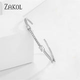 Green Zircon Cuff Bangles Bracelet Women Oval CZ Party Jewelry