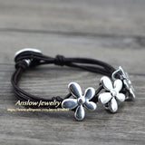 Anslow Vintage Flowers Leather Bracelet For Women