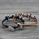 Anslow Vintage Flowers Leather Bracelet For Women