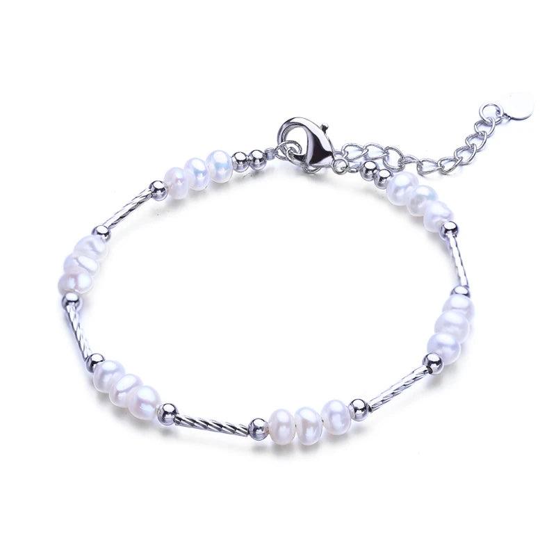 Pink Purple Layered Natural Pearl Bracelet Adjustable Bangle