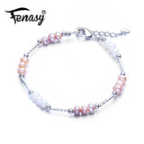 Pink Purple Layered Natural Pearl Bracelet Adjustable Bangle