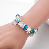 Stainless Steel Bangle Turtle Charm Bracelet DIY Grey Beads Jewelry Adjustable