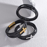 Acheerup Woven Leather Bracelet - Cross Bracelet - Christmas Gift