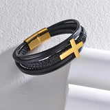 Acheerup Woven Leather Bracelet - Cross Bracelet - Christmas Gift