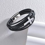 Acheerup Woven Leather Bracelet - Cross Bracelet - Christmas Gift