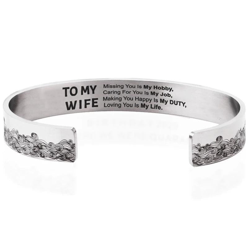 Inspirational Bracelets Engraved Cuff Bangle for Wife