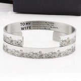 Inspirational Bracelets Engraved Cuff Bangle for Wife