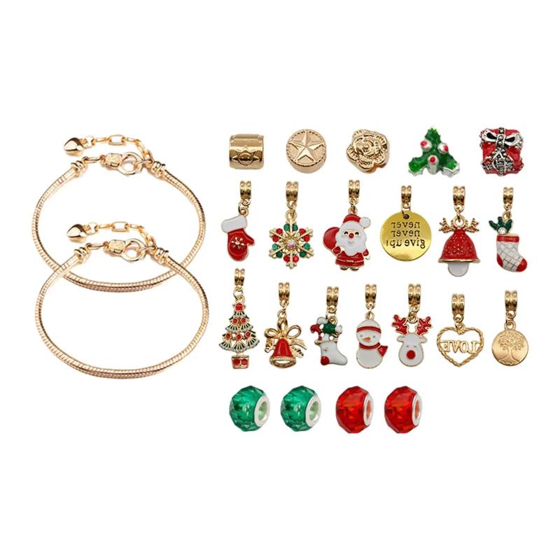 24 Days Christmas Bracelet DIY Jewelry Making Kit Ornaments for Women