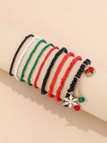 Christmas Theme Alloy Glass Bead Bracelet