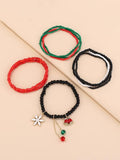 Christmas Theme Alloy Glass Bead Bracelet