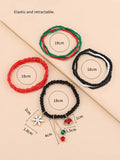 Christmas Theme Alloy Glass Bead Bracelet