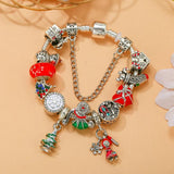 Silver Bead Bracelet Red Heart Christmas Tree Little Girl Charm Bracelet