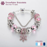 Snowflake Beads Charm Bracelets for Women with Silver Chain