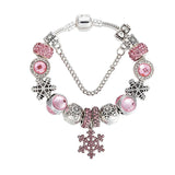 Snowflake Beads Charm Bracelets for Women with Silver Chain