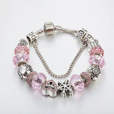 Snowflake Beads Charm Bracelets for Women with Silver Chain