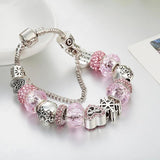 Snowflake Beads Charm Bracelets for Women with Silver Chain