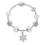 Snowflake Beads Charm Bracelets for Women with Silver Chain