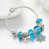 Snowflake Beads Charm Bracelets for Women with Silver Chain