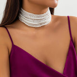 Multilayer Beads Choker Pearl Necklace for Women