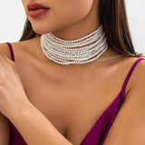 Multilayer Beads Choker Pearl Necklace for Women