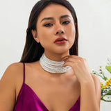 Multilayer Beads Choker Pearl Necklace for Women