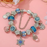 Crystal Snowflake Beads Christmas Snow Night Charm Bracelets For Women