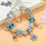 Crystal Snowflake Beads Christmas Snow Night Charm Bracelets For Women