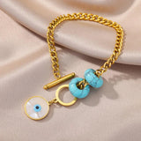Lucky Evil Eye Bracelet Stainless Steel Cuban Chain Couple Wedding Jewelry