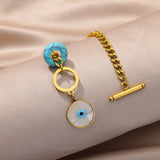 Lucky Evil Eye Bracelet Stainless Steel Cuban Chain Couple Wedding Jewelry