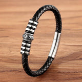 Men's Stainless Steel Leather Bracelet Christmas Bangles Male Jewelry Gift