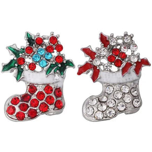 10pcs Christmas Stocking Snap Buttons Rhinestone for 18mm Snap Bracelet