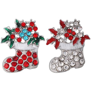 10pcs Christmas Stocking Snap Buttons Rhinestone for 18mm Snap Bracelet